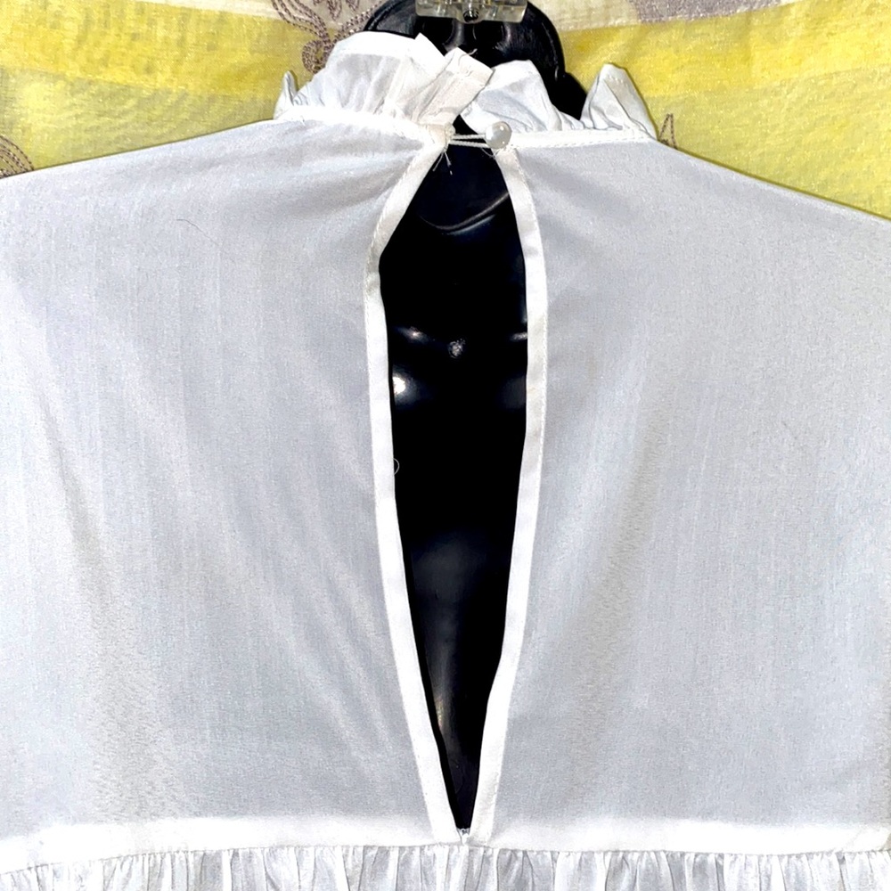 PRETTYLITTLETHING LONG SLEEVE WHITE RUFFLE-COLLAR/CUFF DRESS SZ 10 - Picture 8 of 14